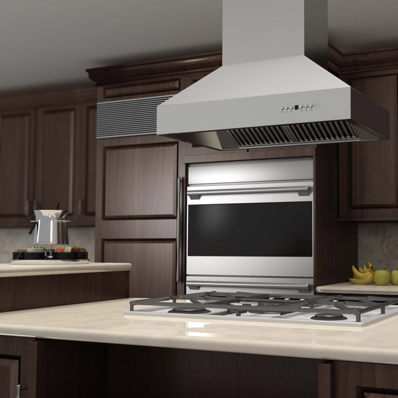 36" 700 CFM Ducted Island Range Hood in Stainless Steel
