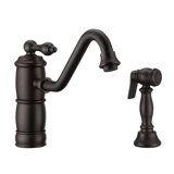Whitehaus Collection Single Lever Faucet with Traditional Swivel Spout and Solid Brass Side Spray