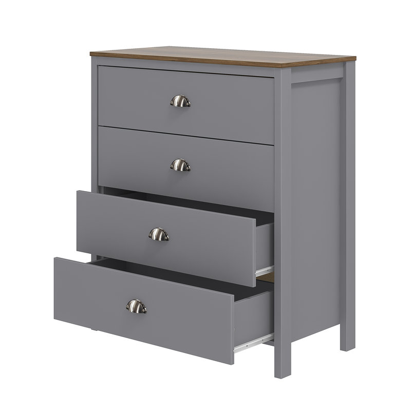  Gina Abilio 4 Drawer Chest, Cool Grey