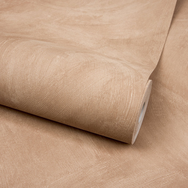 Textured Vibes Collection Authentic Plaster Wallpaper Roll, Tan