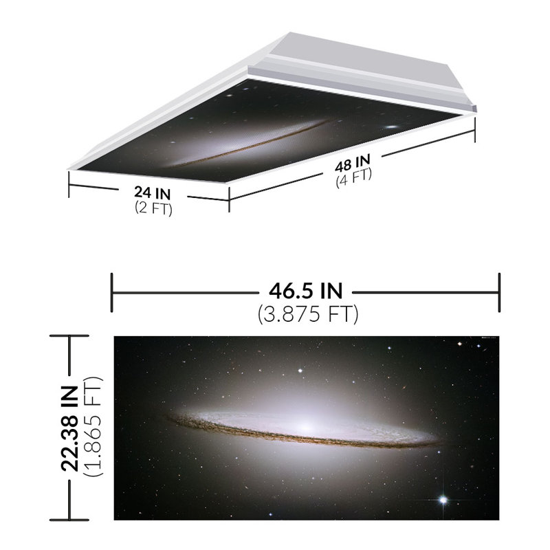 Astronomy Fluorescent Light Covers for Ceiling Lights - For 2x4 Light Fixture - by Octo Lights
