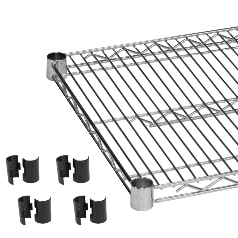 Étagère avec 4 attaches en plastique , Chrome, H 1 po x l 42 po x P 18 po