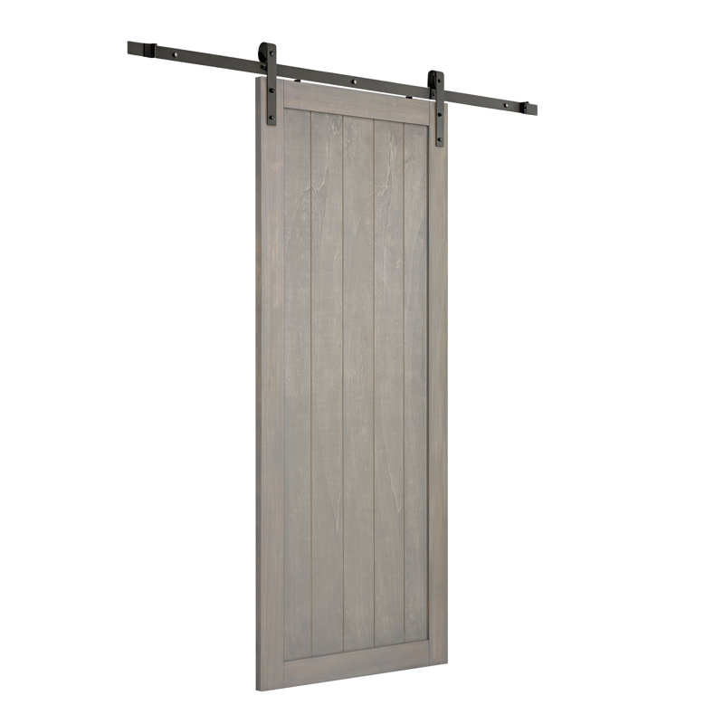 Porte de grange coulissante Cottage, 84 po x 36 po, Gris cendre, 2