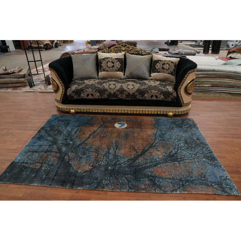 Tapis à motif abstrait moderne et naturel 5 x 8