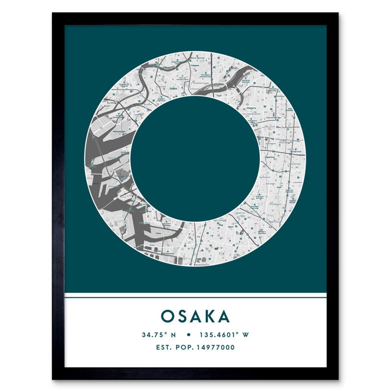 Osaka City Map Osaka Japan City Map 1 Piece Single Picture Frame Wall Art
