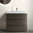 36" Bathroom Vanity Gray - Modern & Practical. Large Storage, Sleek Finish. Silent Smooth. White Sink Basin. Pre-Assembled Design. Max Ergonomic-734375100-734375107-734375105