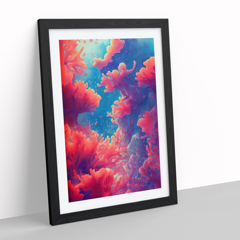 Dreamy Coral Reef - Framed Print, Black, 64cm H x 46cm W