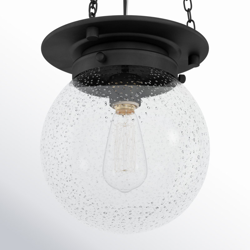 Luminaire suspendu unique à 1 lumière Zella, Noir mat, H 82,75 po x l 9 po x P 9 po, Transparent