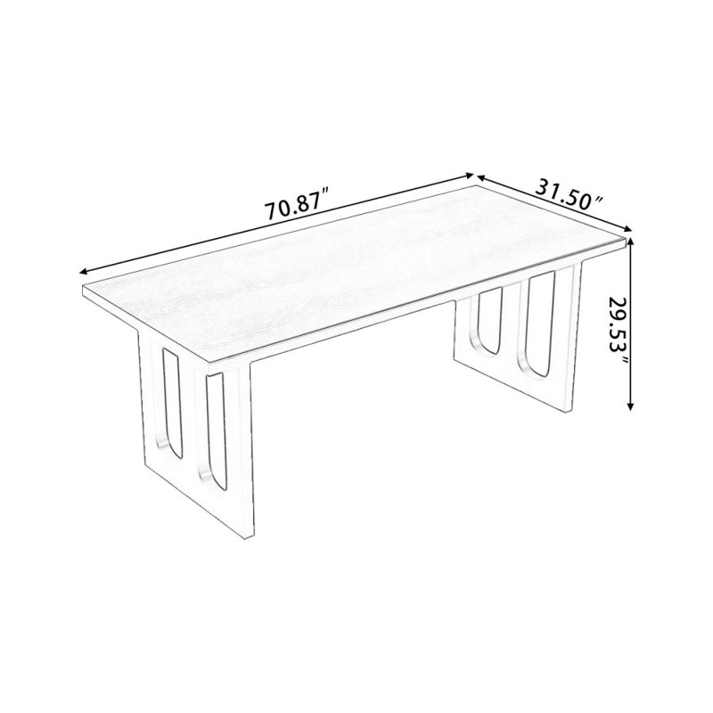 Bureaux rectangulaires noirs en bois massif, H 29,53 po x l 70,87 po x P 31,5 po