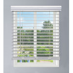 Linen Avenue Cordless Faux Wood Blind White, Outside Mount