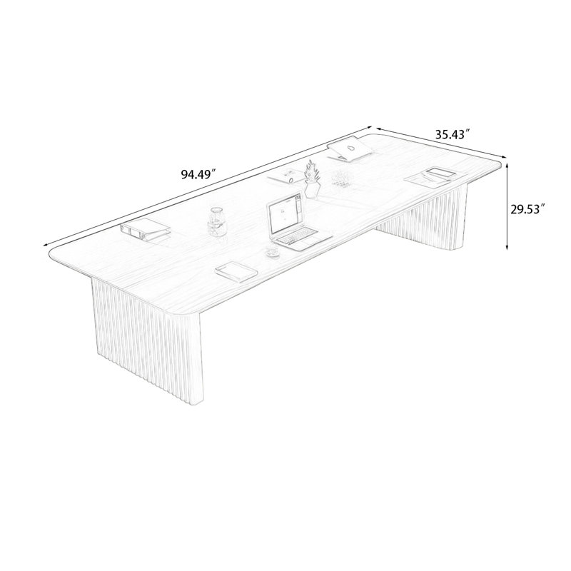 Table de conférence Burlywood, Noyer, H 29,53 po x L 94,49 po x l 35,43 po