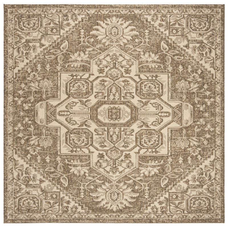 Glass Hooked Cream/Beige Indoor/Outdoor Rug, Square 201 cm