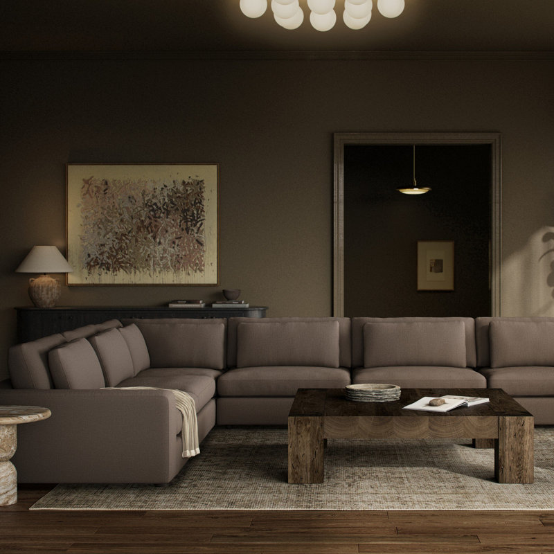Bloor Sectional, Savoy Coffee Polyester Blend, 31.5" H x 171.5" W x 132" D, Left Hand Facing