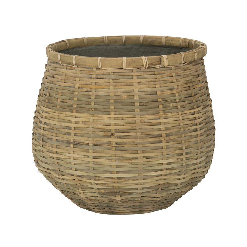 5' Hydrangea Drop-In Tree with Bamboo-Wrapped Cement Pot