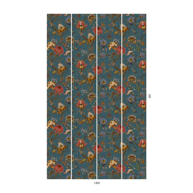 Artemis 9.84' L x 70.8" W Wallpaper Roll, Petrol