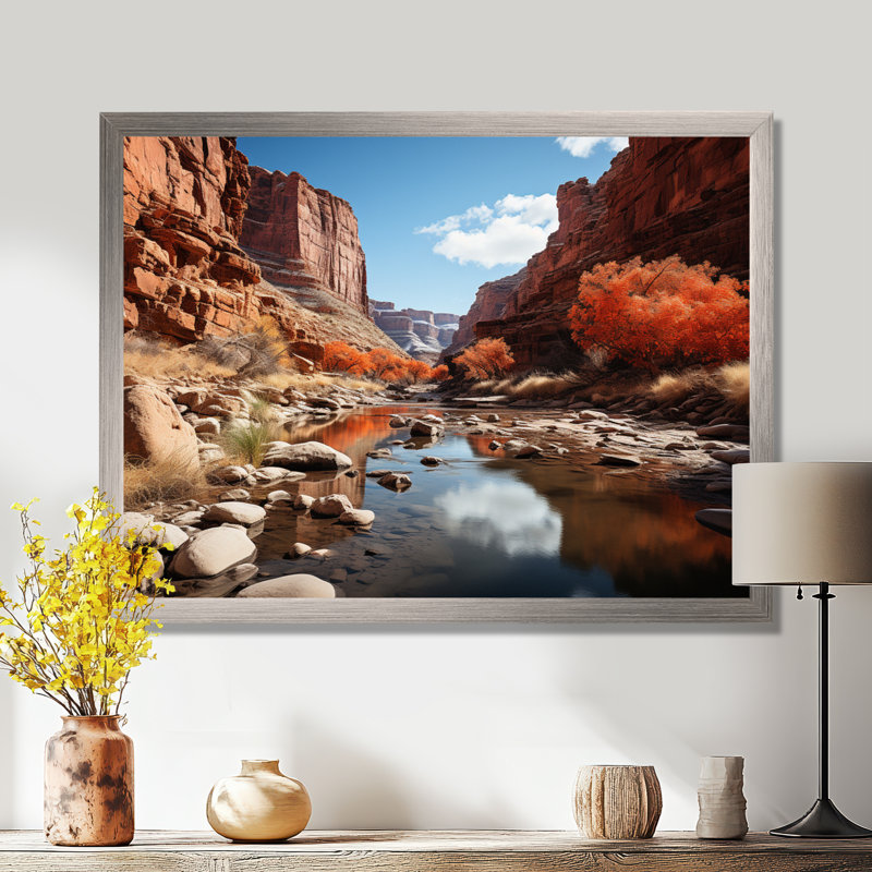 Canyon - passage intemporel II - impression, H 24 po x l 32 po x P 1 po, Cadre flottant blanc
