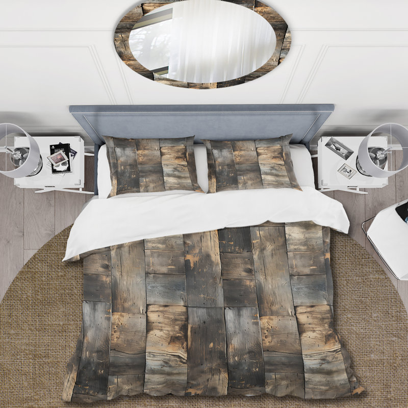 Ensemble de housse de couette Rustic Barnwood, Housse de couette simple + 1 taie décorative stan