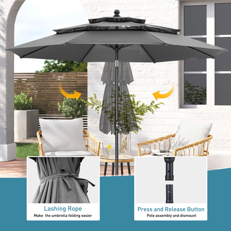 Parasol de marché 10', Gris