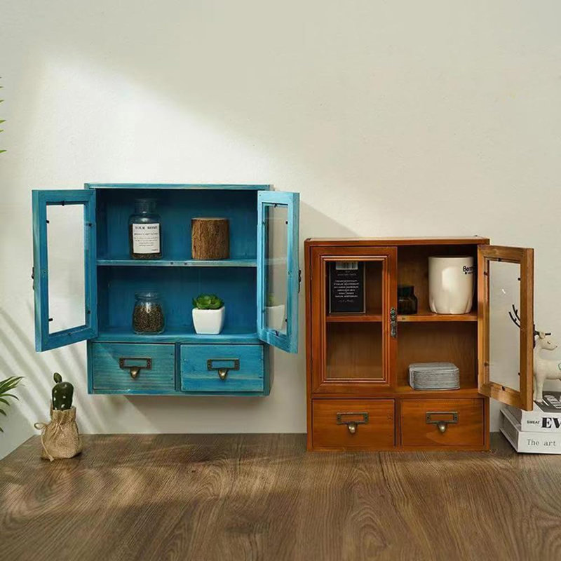 Mini armoire de comptoir en bois rétro, vitrine avec ...