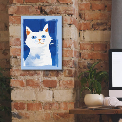 «Chat en bleu» par Andreas Magnusson, art mural sur toile, 12 po x 16 po
