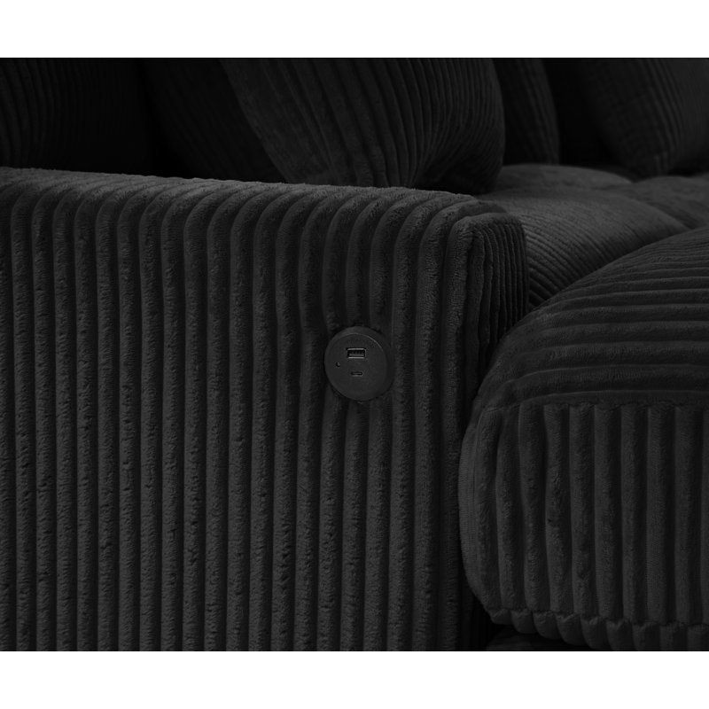 Canapé modulaire avec 2 repose-pieds, Noir