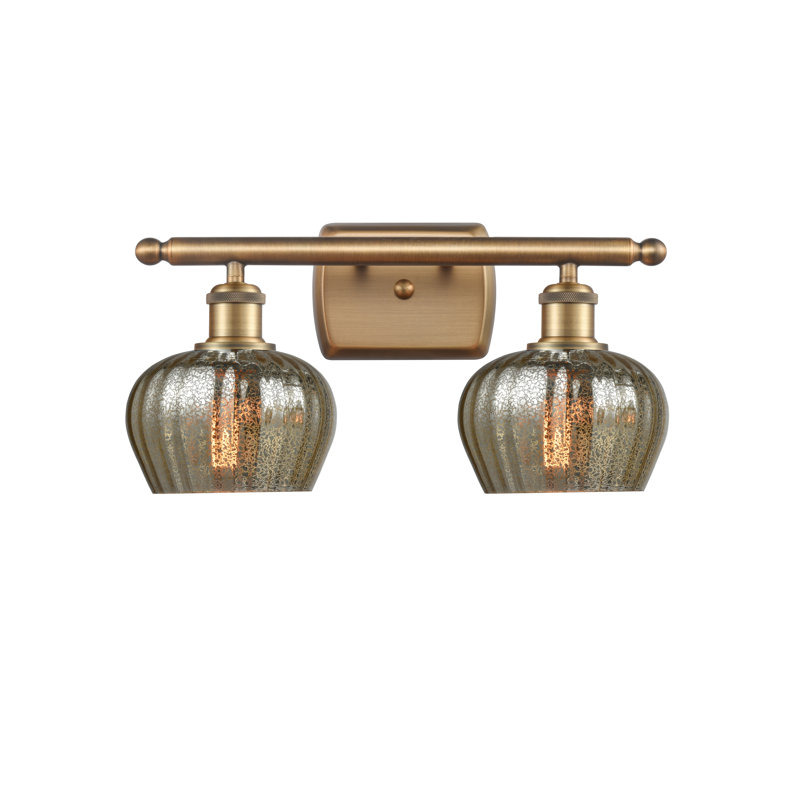 Éclairage pour salle de bain à intensité variable 2 lumières Lyman, Ampoule incandescente rétro de 60 watts, Laiton brossé