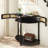 Unique Half Moon Design End Table with Sliding Rattan Door,Elegant Semi-circle Entryway Console Table with 2 Rattan Storage Cabinet and Bottom Shelf for Living room, Bedroom, Study, Hallway-433331140