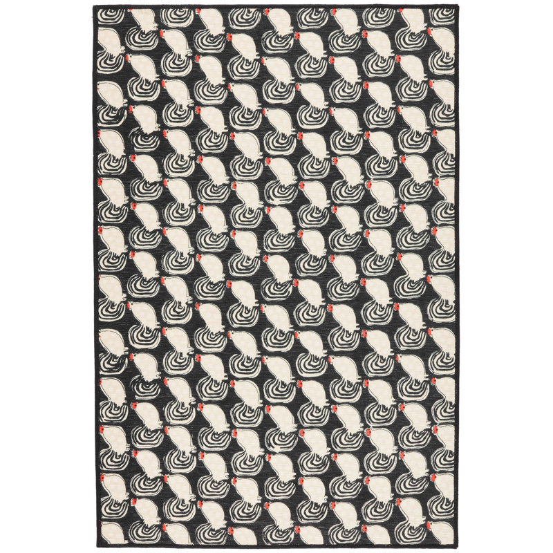 Tapis lavable imprimé à la machine Cockadoodledoo, Rectangulaire 3 pi x 5 pi