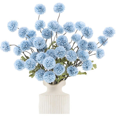 6 pièces fleurs artificielles en fausse soie pompon maman, mini boule de chrysanthème en soie avec des tiges pour les bouquets de mariage bricolage centres de table vase décorations de table de maison