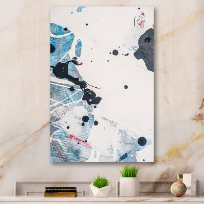 Taches de peinture noires et bleues - œuvre d'art moderne et contemporaine sur toile
