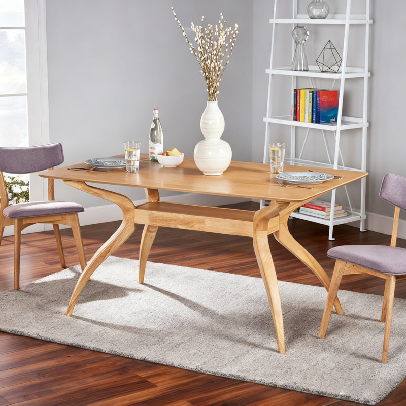 Table de salle à manger contemporaine en bois massif avec rallonge extensible, pour les réunions de famille et les invités.