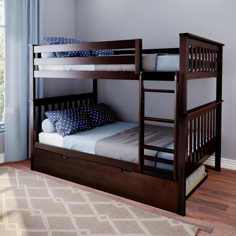 Bolles Kids Bunk Bed with Trundle, Full over Full, Espresso