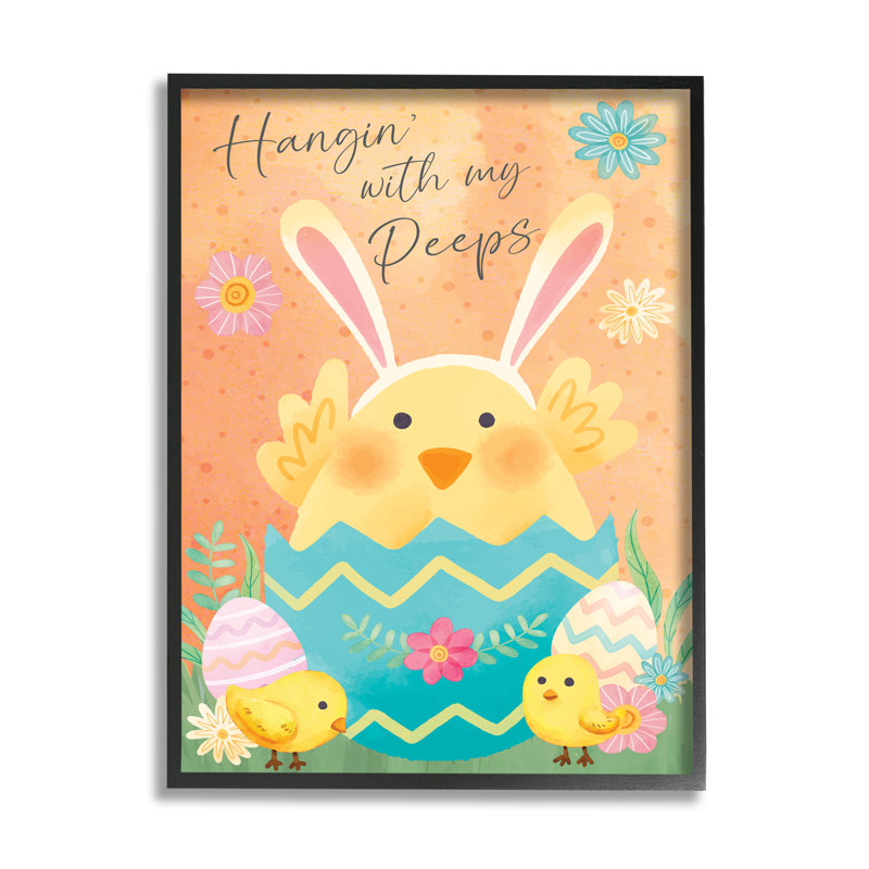 «Hangin 'With My Peeps», œufs de Pâques encadrés, art giclée par ND Art, H 20 po x l 16 po x P 1,5 po