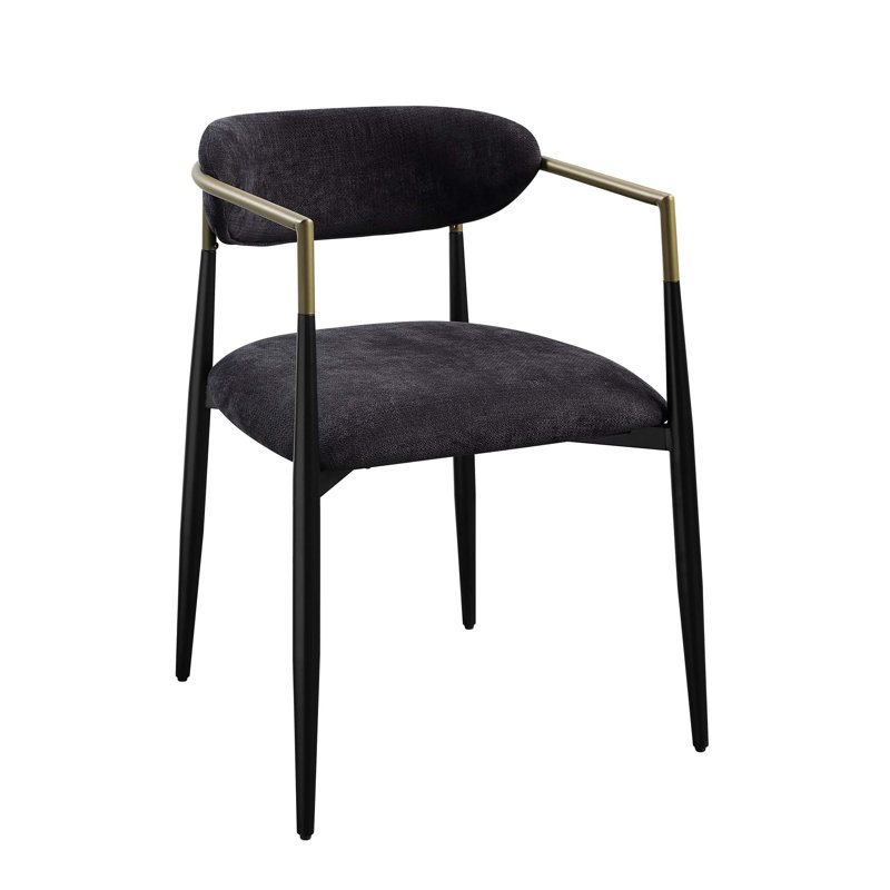 Chaise d'appoint en chenille noire et finition noire Jaramillo (ensemble de 2)