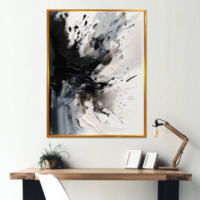 Black Textured Splash Paint Art IV - Abstract Painting Large Wall Art