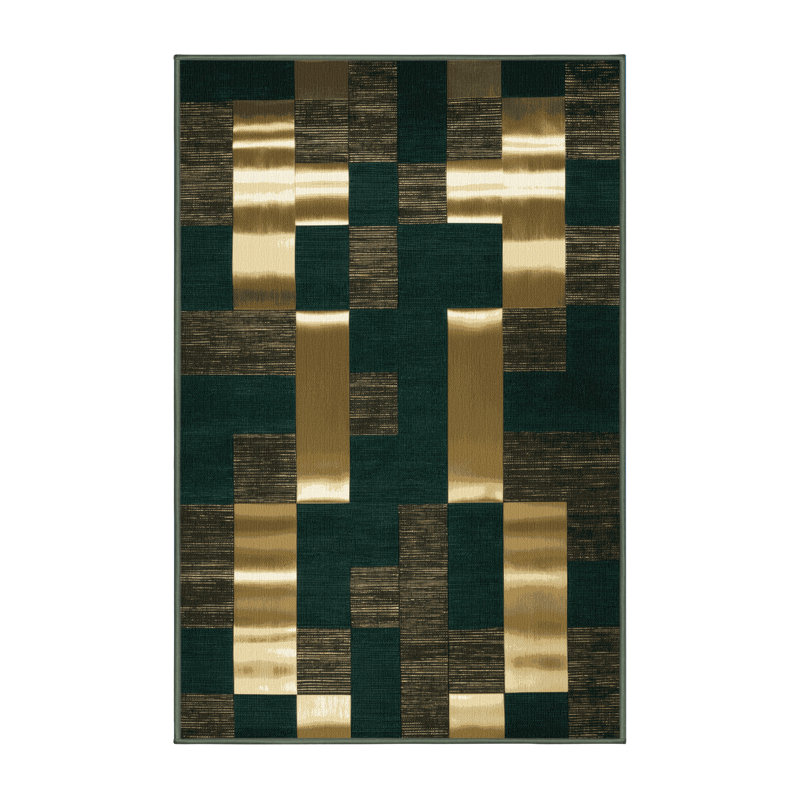 Tapis vert à carreaux lavable à la machine, Rectangle 5 pi x 8 pi