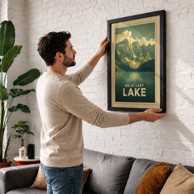 Postcard From Gold Leaf Lake Vintage - Print, Black, A3 - 42.0 x 29.7 cm