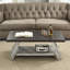 Table basse contemporaine bicolore en bois avec plateau en noyer patiné et tablette-134073900-134073902