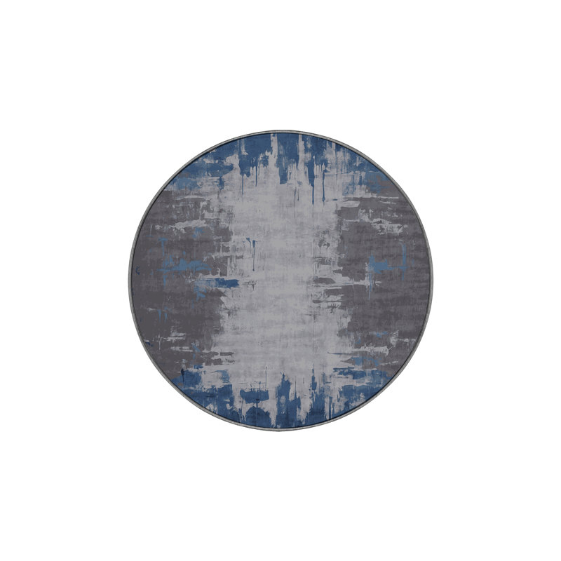 Machine Washable Gray Area Rug, Round 5'