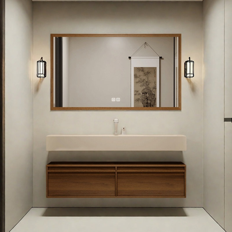 Retro high-end and simple bathroom cabinet, 55"