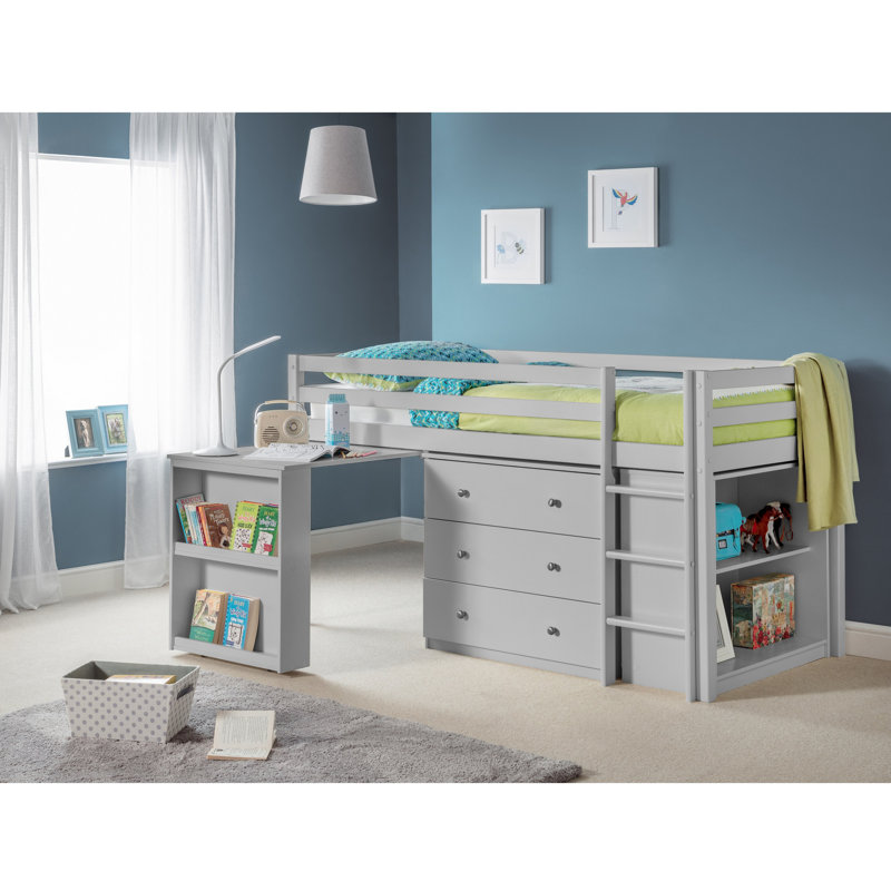 Elena Single (3') Mid Sleepers with Storage Included, White, No