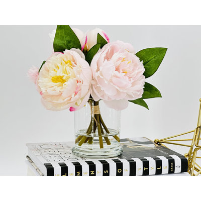 Arrangement floral de pivoines, centre de table artificiel artificiel
