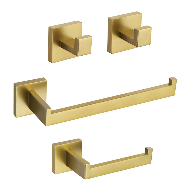 4 - Piece Bathroom Hardware Set, Brushed Gold
