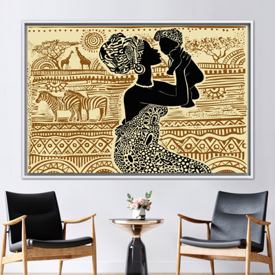 «Vibrant African Woman», toile d'art abstraite avec motifs et animaux de safari