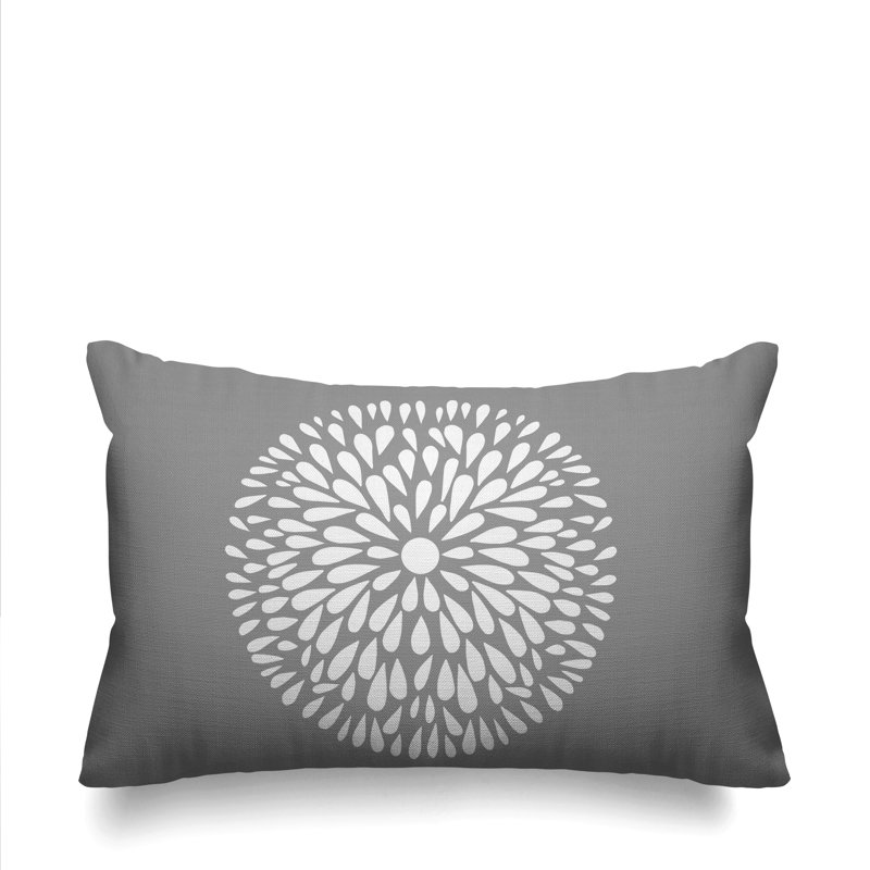 Coussin Pheobe, gris, 14 po x 20 po, Rectangle