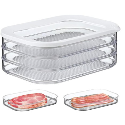 Deli Meat Container For Fridge, Bacon Lunch Meat Container For Refrigerator, Meal Prep Containers, Stackable Food Storage Boxes With Lid For Cold Cuts