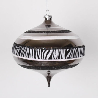 Ornement de Noël rayé zébré noir et blanc Safari 8 po (200 mm)