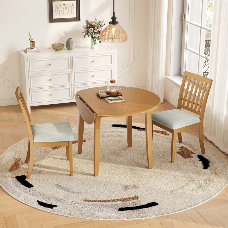 Ensemble de table de salle à manger compacte et pliante avec chaises rembourrées, Marron clair