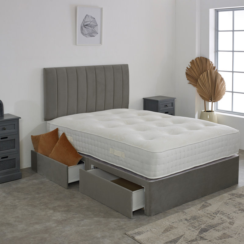 Pocketsprung Divan Bed Set, Double (4'6), Grey