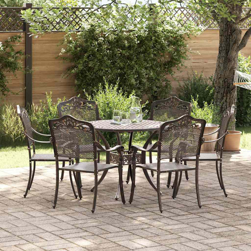 6 - Person Patio Dining Set with Square Table, Bronze
